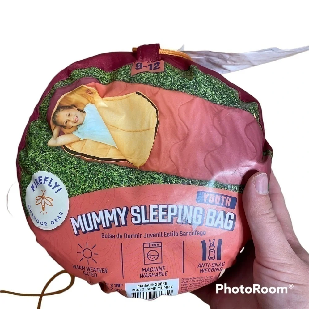 Firefly Mummy Sleeping Bag Youth Age 9-12 Red Orange NEW